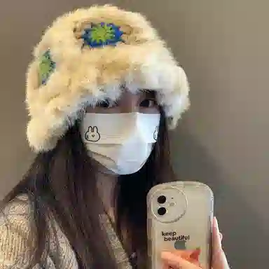 优幽兰 简约 醒狮帽休闲毛线 韩版显脸小针织设计感拼色包头防风防寒加厚保暖高级感韩系穿搭 兔毛混纺 渔夫帽 女款