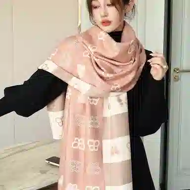 优幽兰 蝴蝶 两用护脖子防风防寒保暖简约休闲高级感 仿羊绒 绒线围巾 女款