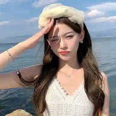 优幽兰 时尚潮流设计感网纱褶皱空顶帽夏季透气防紫外线太阳帽显脸小百搭高级感遮阳帽发箍 锦纶 防晒帽 女款