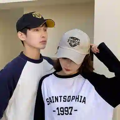 优幽兰 韩版复古字母刺绣大头围显脸小时尚户外防紫外线钓鱼推荐 棉 鸭舌帽 男女同款情侣款