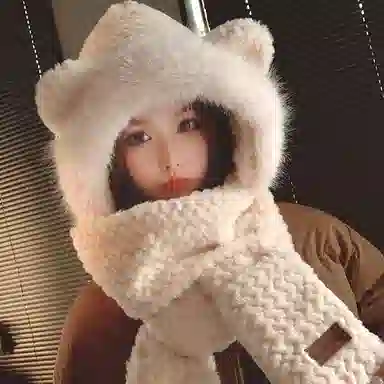 优幽兰 甜美可爱毛绒显脸小风防寒保暖护耳 涤纶 斗篷帽 女款