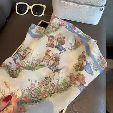 优幽兰 日系高级感春夏秋季小方巾复古小清新女装饰卡通甜美可爱百搭包头巾护颈防晒小领巾潮 丝巾 女款