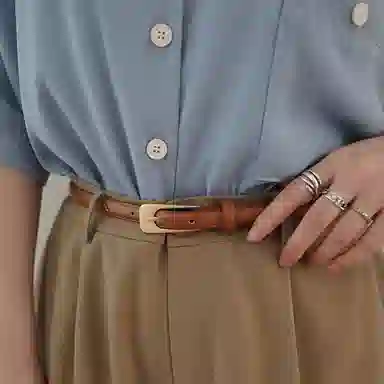 优幽兰 复古真皮细款装饰裤带腰带小众设计感裙带配西装裙子牛仔裤气质 二层牛皮 皮带 女款