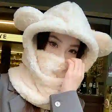 优幽兰 韩系甜美可爱显脸小骑车小众高级感防风防寒护耳加厚保暖一体 聚酯纤维 帽子 女款