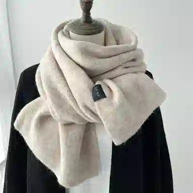 优幽兰 韩版休闲简约纯色高级感加厚保暖时尚百搭氛围感防风防寒针织护颈日系穿搭 聚酯纤维 绒线围巾 男女同款情侣款