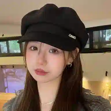 优幽兰 大脸显小韩版小众设计感复古简约大头围 棉涤 贝雷帽 女款