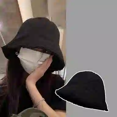 优幽兰 韩系氛围感大头围设计感小众毛边百搭不挑人显脸小学生盆帽早八素颜遮脸防紫外线遮阳帽子 棉 防晒帽 女款