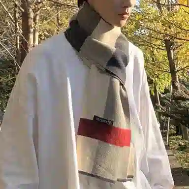 优幽兰 秋冬季经典格子撞色设计感学生百搭时尚防风防寒仿羊绒护脖子韩系高级感围脖脖套 绒线围巾 男女同款情侣款