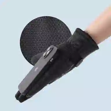 优幽兰 秋冬季可触屏百搭潮流加绒加厚骑车实用防水防滑耐磨钓鱼电动车出行保暖 绒线手套 男款