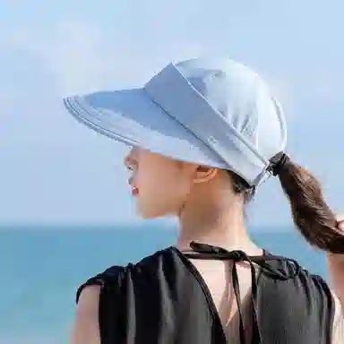 优幽兰 春夏防紫外线遮阳学生大头围显脸小小众骑车开车 聚酯纤维 防晒帽 女款