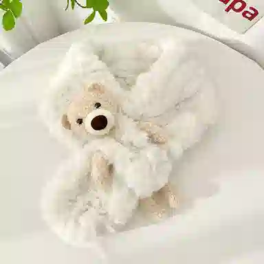 优幽兰 针织加厚护脖子防风防寒保暖搭配可爱小熊休闲高级感 围脖 女款