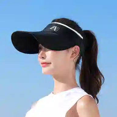 优幽兰 高级感大头围显脸小遮阳 纯色字母防紫外线空顶 小众沙滩学生太阳 骑车实用 聚酯纤维 防晒帽 男女同款情侣款