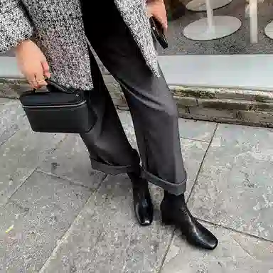 复古粗跟圆头瘦瘦靴经典时尚百搭舒适 短靴 女款