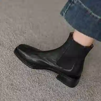 五九丹七 头层牛皮 潮流时尚百搭好看 短筒 切尔西靴 女款