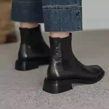 五九丹七 头层牛皮 潮流时尚百搭好看 短筒 切尔西靴 女款