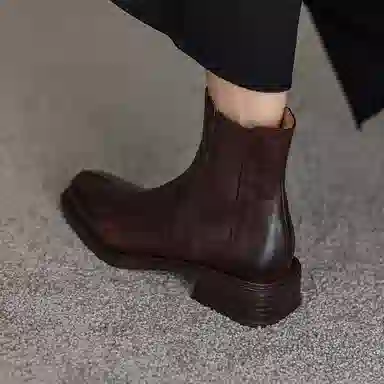 五九丹七 头层牛皮 潮流时尚百搭好看 短筒 切尔西靴 女款