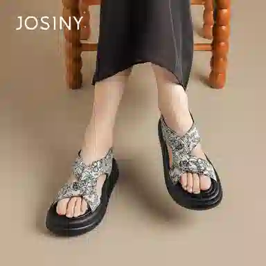 卓诗尼 织物 舒适惬意设计感 沙滩凉鞋 女款