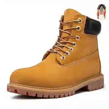 季公羊 牛皮革 时尚潮流 简约经典 短筒 马丁靴 男女同款 麦色