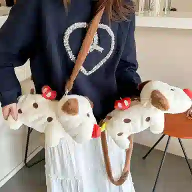 萌潇 发条道格斜挎包单肩包 手拎包小狗 治愈可爱卡通 玩偶周边
