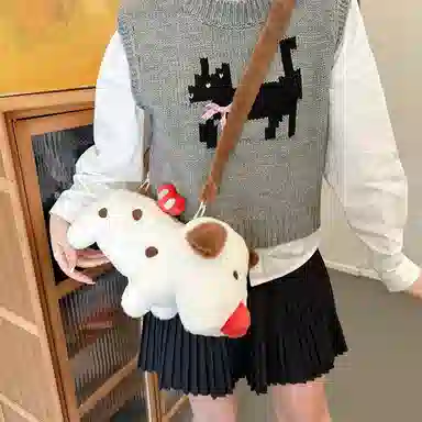 萌潇 发条道格斜挎包单肩包 手拎包小狗 治愈可爱卡通 玩偶周边