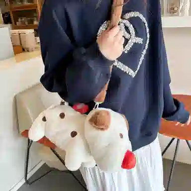 萌潇 发条道格斜挎包单肩包 手拎包小狗 治愈可爱卡通 玩偶周边