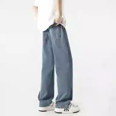 加菲猫家族 美式街头复古水洗做旧纯色简约舒适宽松直筒个性百搭垂坠感时尚痞帅嘻哈潮牌中性风青春活力牛仔裤 男女同款