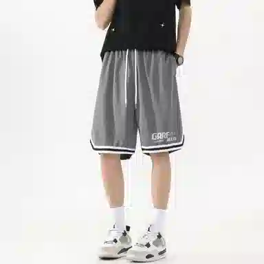 加菲猫家族 美式简约字母设计卡通动漫加菲猫图案印花宽松舒适透气松紧系带户外运动跑步篮球日常通勤百搭五分休闲短裤 男女同款