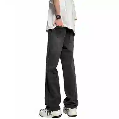 加菲猫家族 美式简约水洗做旧复古宽松舒适直筒垂感系带印花设计废土风时尚高街百搭透气中腰高级感牛仔裤 男女同款