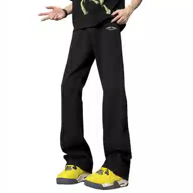 加菲猫家族 美式复古高街痞帅潮牌水洗做旧纯色基础款嘻哈宽松百搭长裤时尚简约舒适轻薄废土风微喇牛仔裤 男女同款