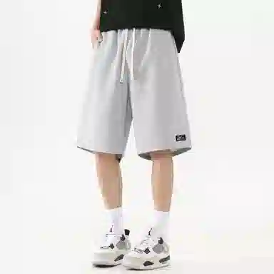 加菲猫家族 美式纯色简约烧花设计宽松舒适直筒垂感学院风日常通勤户外运动跑步篮球百搭系带调节中腰休闲短裤 男女同款