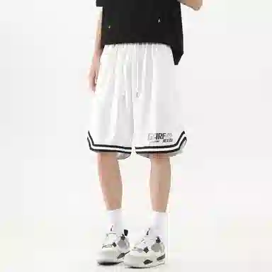 加菲猫家族 美式简约字母设计卡通动漫加菲猫图案印花宽松舒适透气松紧系带户外运动跑步篮球日常通勤百搭五分休闲短裤 男女同款