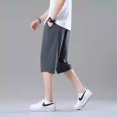 加菲猫家族 冰丝凉感速干轻薄透气简约纯色基础款七分过膝柔软舒适百搭日常时尚通勤宽松户外运动跑步健身休闲短裤 男女同款