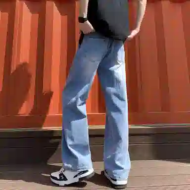 加菲猫家族 宽松舒适系带复古牛仔裤 男女同款