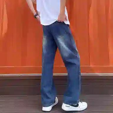 加菲猫家族 宽松舒适系带复古牛仔裤 男女同款