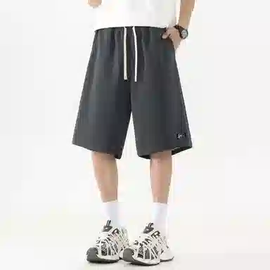 加菲猫家族 美式纯色简约烧花设计宽松舒适直筒垂感学院风日常通勤户外运动跑步篮球百搭系带调节中腰休闲短裤 男女同款