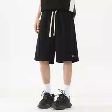 加菲猫家族 美式纯色简约烧花设计宽松舒适直筒垂感学院风日常通勤户外运动跑步篮球百搭系带调节中腰休闲短裤 男女同款