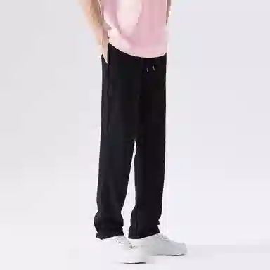 加菲猫家族 简约美式基础款纯色弹力直筒裤日常通勤柔软亲肤舒适百搭宽松垂感系带中腰休闲裤 男女同款