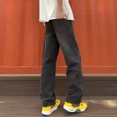加菲猫家族 宽松舒适系带复古牛仔裤 男女同款