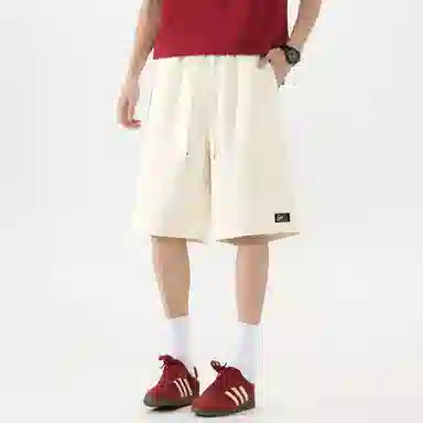 加菲猫家族 美式纯色简约烧花设计宽松舒适直筒垂感学院风日常通勤户外运动跑步篮球百搭系带调节中腰休闲短裤 男女同款