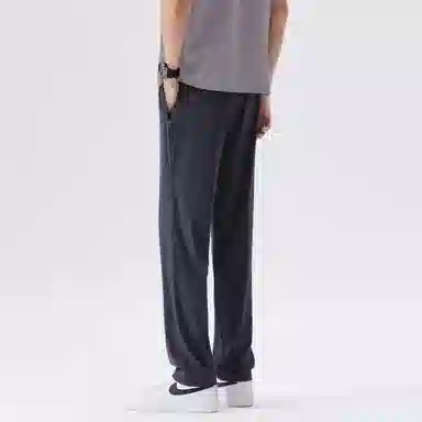 加菲猫家族 简约美式基础款纯色弹力直筒裤日常通勤柔软亲肤舒适百搭宽松垂感系带中腰休闲裤 男女同款