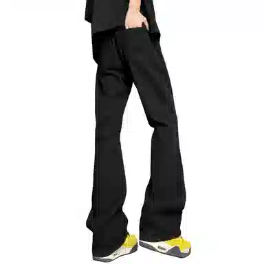 加菲猫家族 美式复古高街痞帅潮牌水洗做旧纯色基础款嘻哈宽松百搭长裤时尚简约舒适轻薄废土风微喇牛仔裤 男女同款