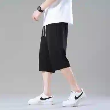 加菲猫家族 冰丝凉感速干轻薄透气简约纯色基础款七分过膝柔软舒适百搭日常时尚通勤宽松户外运动跑步健身休闲短裤 男女同款