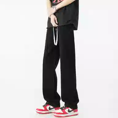 加菲猫家族 美式街头复古水洗做旧纯色简约舒适宽松直筒个性百搭垂坠感时尚痞帅嘻哈潮牌中性风青春活力牛仔裤 男女同款