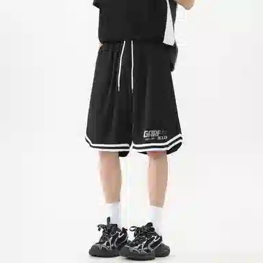 加菲猫家族 美式简约字母设计卡通动漫加菲猫图案印花宽松舒适透气松紧系带户外运动跑步篮球日常通勤百搭五分休闲短裤 男女同款