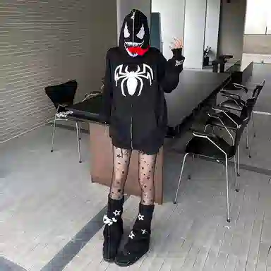 KAKAZZY Spider Embroidery Hoodie