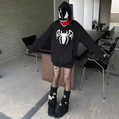 KAKAZZY Spider Embroidery Hoodie