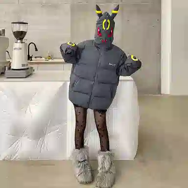 KAKAZZY Hooded Puffer Jacket Dark Grey