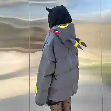 KAKAZZY Hooded Puffer Jacket Dark Grey