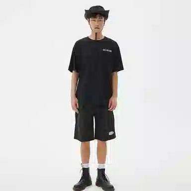 美特斯邦威 宽松纯色系带休闲短裤 男款