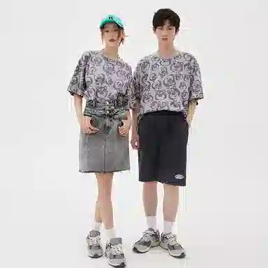 美特斯邦威 宽松纯色系带休闲短裤 男款